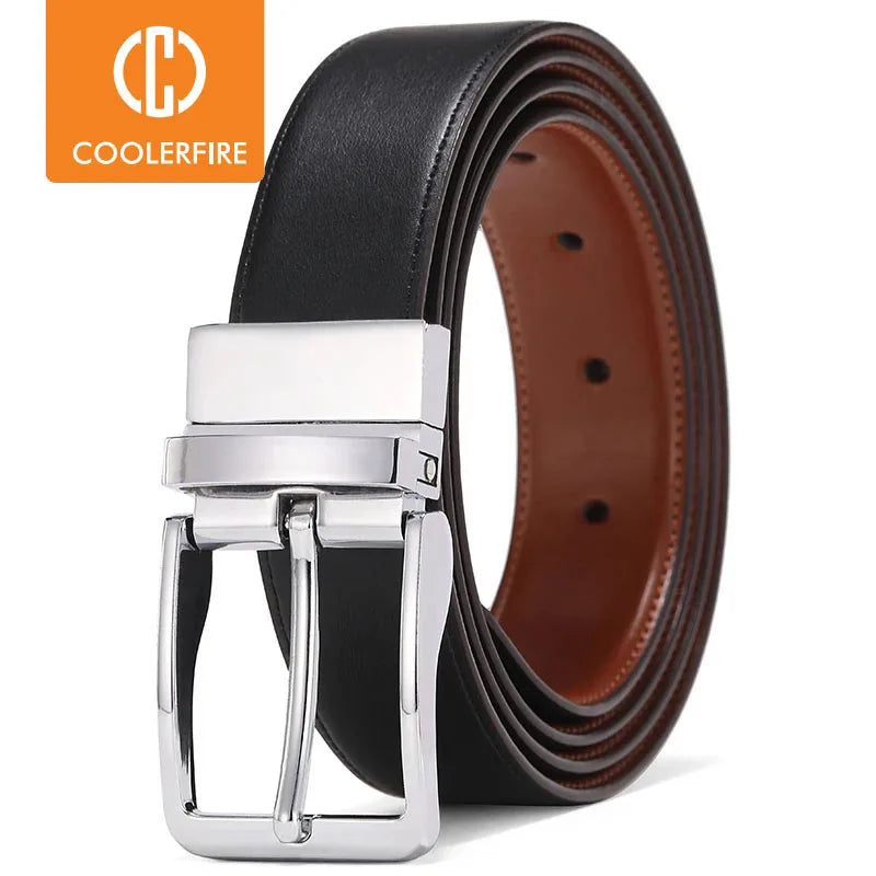 New strap male genuine leather belts for men Rotatable buckle genuine leather belt