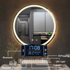 50CM/60cm Round Smart Makeup Bathroom Mirror 3 Color