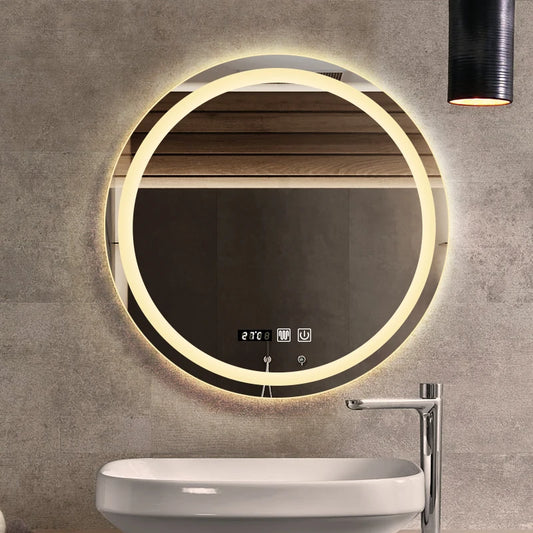 50CM/60cm Round Smart Makeup Bathroom Mirror 3 Color