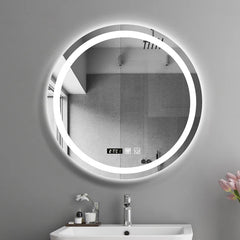 50CM/60cm Round Smart Makeup Bathroom Mirror 3 Color