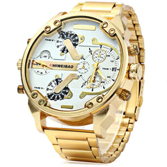 Big Watch Men Luxury Golden Steel Watchband Men's Quartz Watches