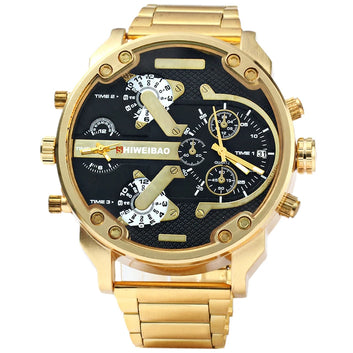 Big Watch Men Luxury Golden Steel Watchband Men's Quartz Watches