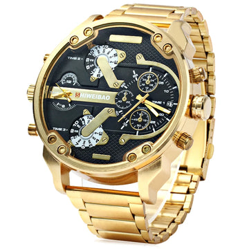 Big Watch Men Luxury Golden Steel Watchband Men's Quartz Watches