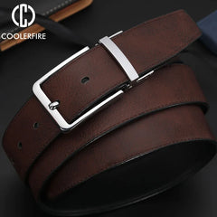 New strap male genuine leather belts for men Rotatable buckle genuine leather belt