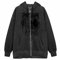 Halloween Skeleton Print Jackets Coat E-girl Grunge Gothic Oversized Hoodies