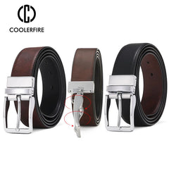 New strap male genuine leather belts for men Rotatable buckle genuine leather belt