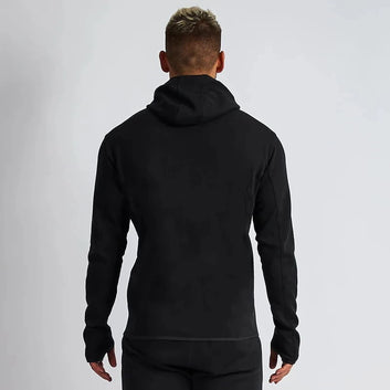 Cotton black slim-fit hooded zipper coat Streetwear Casual Top Fashion