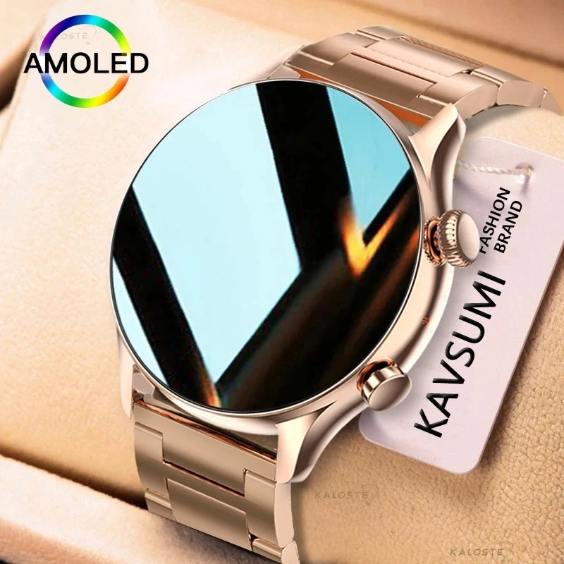 New Smartwatch Women AMOLED HD Screen Always On Display Bluetooth Call