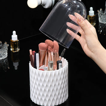 360° Rotating Makeup Brush Holder With Lid Luxury Cosmetic Organizer Lipstick