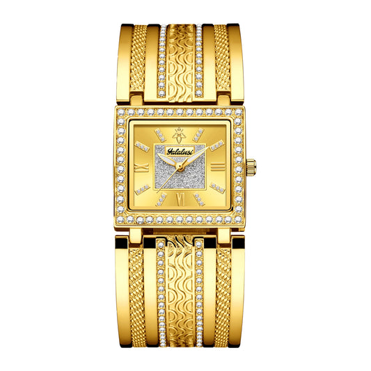 YaLaLuSi brand  new women's watch gold engraved crystal diamonds