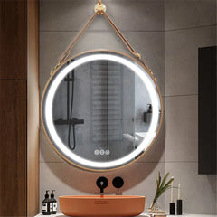 Round LED Illuminated Bathroom Mirror Hanging Wall Vanity