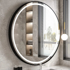 Round LED Illuminated Bathroom Mirror Hanging Wall Vanity