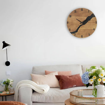 Rustic Wood Wall Clock Cracked Wooden Wall Clock Round Silent Vintage