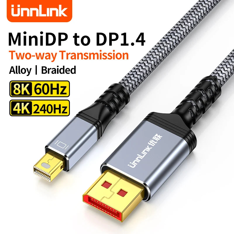 Unnlink Mini DisplayPort And DP 1.4 Cable Bidirectional Transmission Adapter