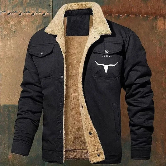 Men's Fall Winter New Fleece-Lined Cotton Work Jacket Casual Style