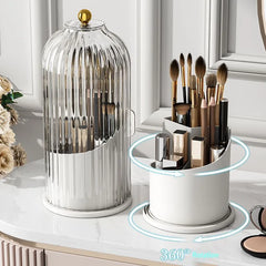 360° Rotating Makeup Brush Holder With Lid Luxury Cosmetic Organizer Lipstick