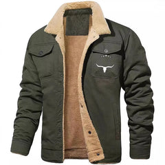 Men's Fall Winter New Fleece-Lined Cotton Work Jacket Casual Style