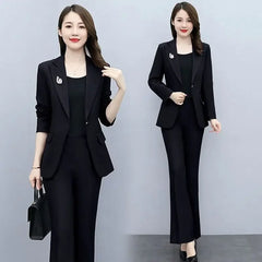 Outfit Wide Leg Trouser Suit Blazer and Womens 2 Pant Sets