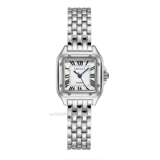 Women's Fashion Square Watches Gold Alloy Strap