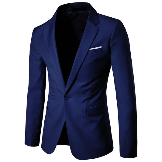 Men Fashion Business Casual Blazers Suit Slim Fit Groom Groomsman Male