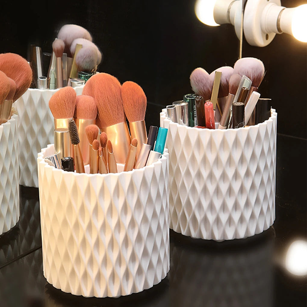 360° Rotating Makeup Brush Holder With Lid Luxury Cosmetic Organizer Lipstick