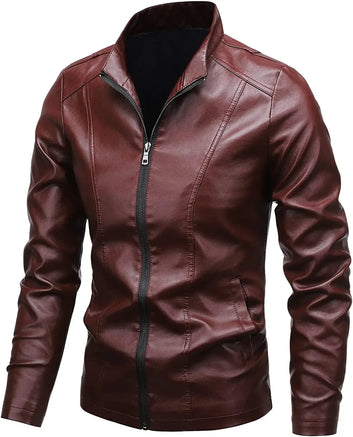 Mens PU Leather Jacket Motorcycle Biker Men's Jackets