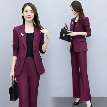 Outfit Wide Leg Trouser Suit Blazer and Womens 2 Pant Sets