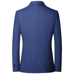 Men Blue Plaid Blazers Jackets Formal Wear Suits Blazers Business Jackets