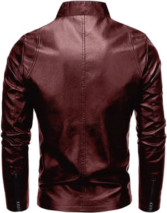 Mens PU Leather Jacket Motorcycle Biker Men's Jackets